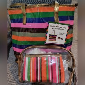 Fashion stripe purse with ID holder